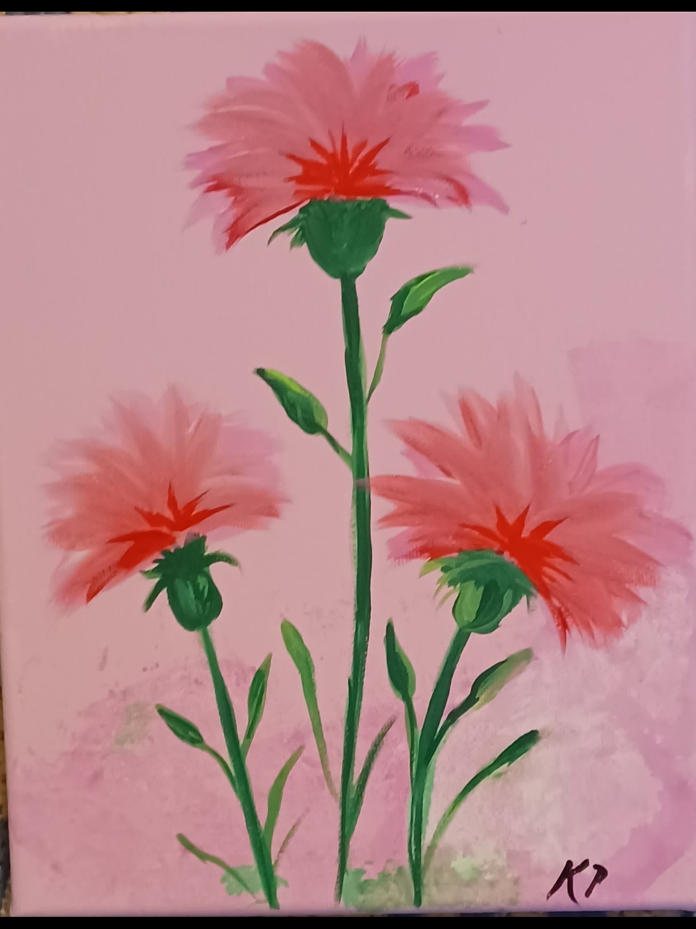 Original Acrylic Pink Floral Canvas Painting